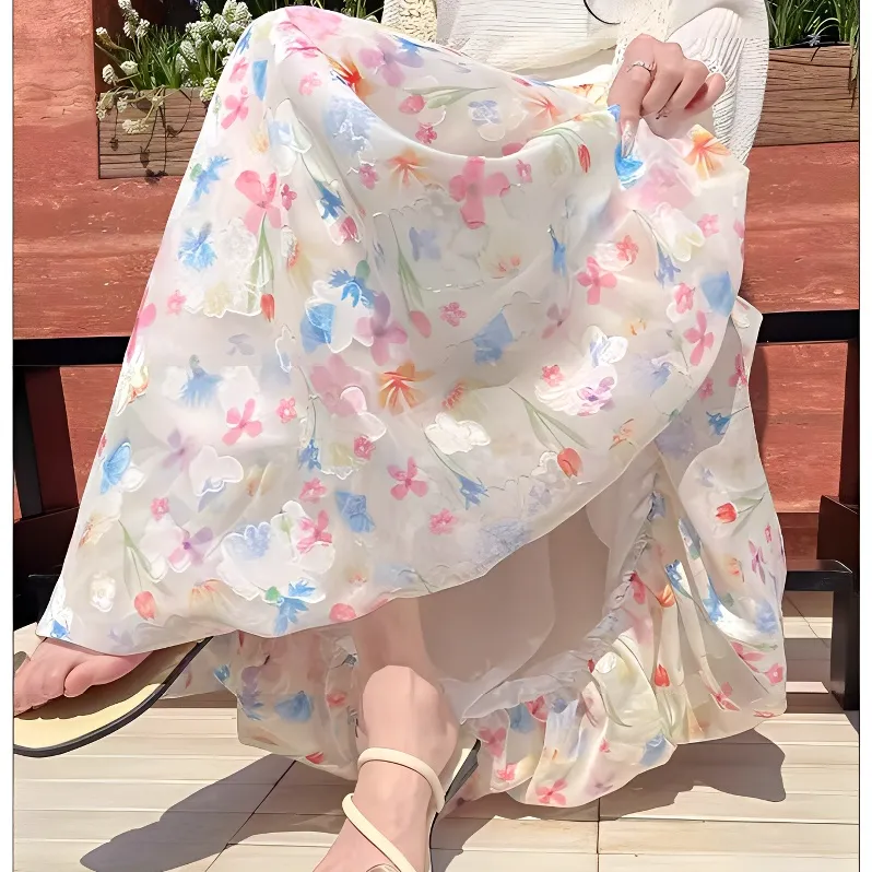 KKX Casual Long Skirts Women's Multicolor-2