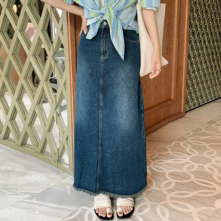 MEIYANG Denim Long Skirts Women's-2