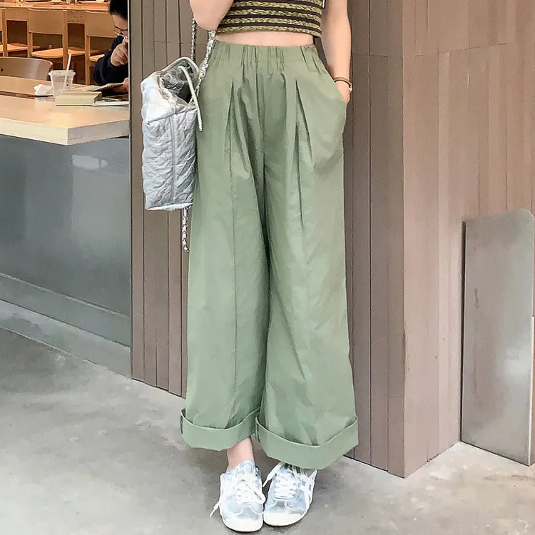MEIYANG Casual Pants Women's Okra Green-2