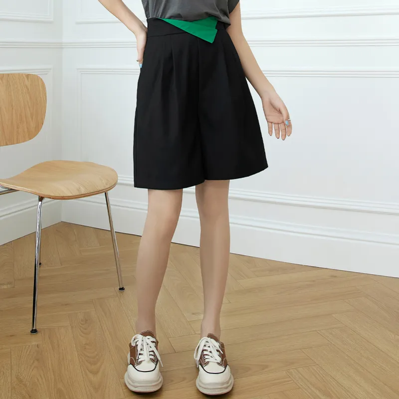MEIYANG Casual Shorts Women's Simple Black-2