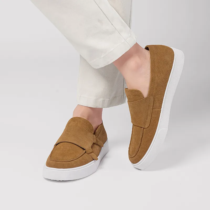 JASONSTAR Loafers Men Dark Brown/Camel-11