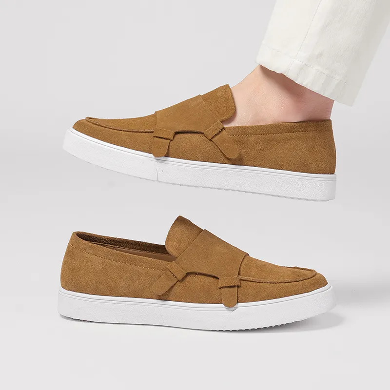 JASONSTAR Loafers Men Dark Brown/Camel-8