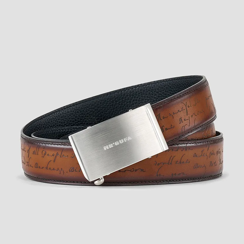 MR'GUFA Stainless Steel Automatic Buckle Genuine Leather Leather Belts Men's 3.5cm-10