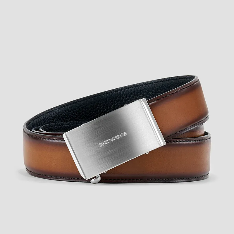 MR'GUFA Stainless Steel Automatic Buckle Genuine Leather Leather Belts Men's 3.5cm-13