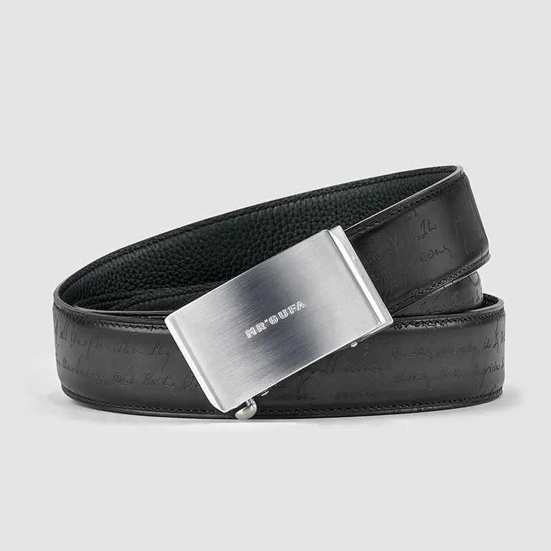 MR'GUFA Stainless Steel Automatic Buckle Genuine Leather Leather Belts Men's 3.5cm-12