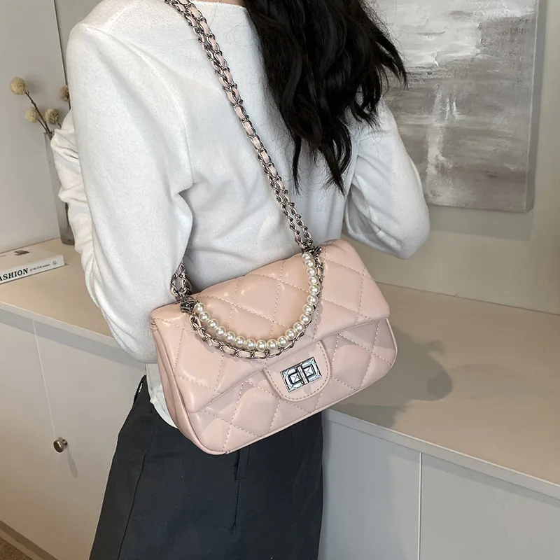 JANE KLAIN Synthetic Leather Patchwork Fabric Crossbody Handbags Regular Women's Flesh Pink/Ecru/Silver/Black-1