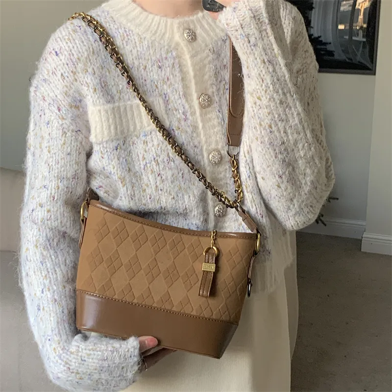 JANE KLAIN Fabric, PU Chain Bag, Crossbody Bag, Shoulder Bag Regular Women's Brown/Black/Ecru-5