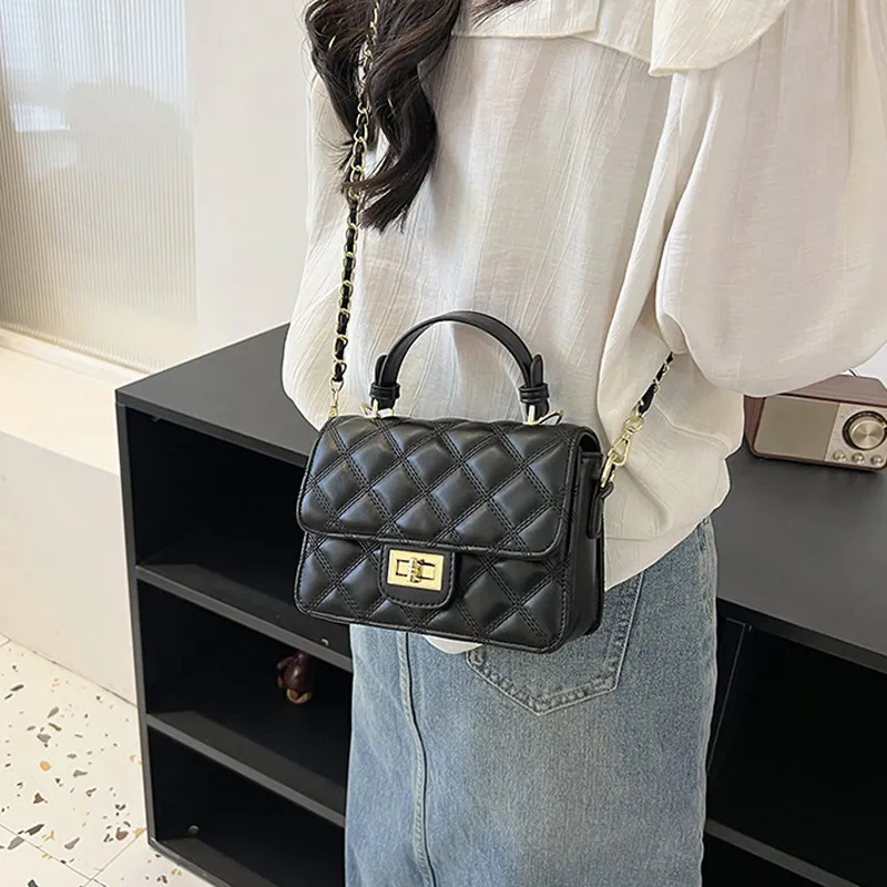 JANE KLAIN Synthetic Leather Small Square Bag, One Shoulder Handbag Women's White/Black/Silver-2