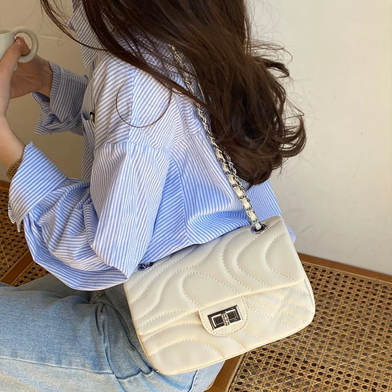 JANE KLAIN PU Crossbody Small Square Bag Regular Women's White/Black/Blue-4