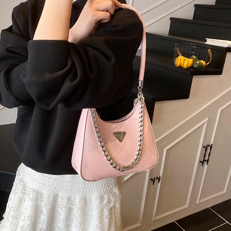 JANE KLAIN Synthetic Leather Underarm Shoulder Bag Women's Black/White/Silver/Pink-19