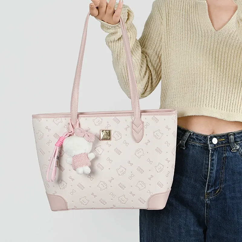 JANE KLAIN Synthetic Leather Tote Bag, Shopping Bag, Shoulder Bag Regular Women's Cherry Blossom Pink-1