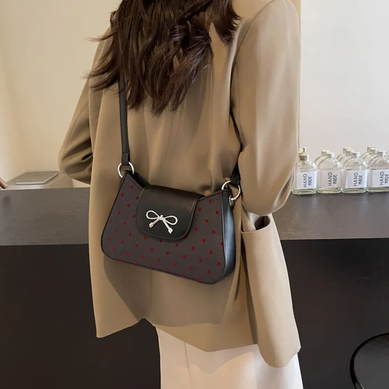 JANE KLAIN Synthetic Leather, Textile Mosaic Underarm Shoulder Bag Regular Women's Black/Red-9