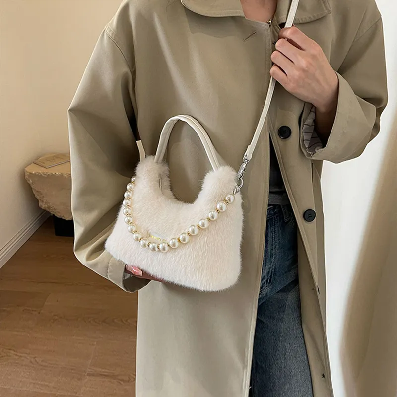 JANE KLAIN PU Laminated Textile Portable Shoulder Bag Crossbody Bag Handbag Regular Women's Ecru/Khaki-1