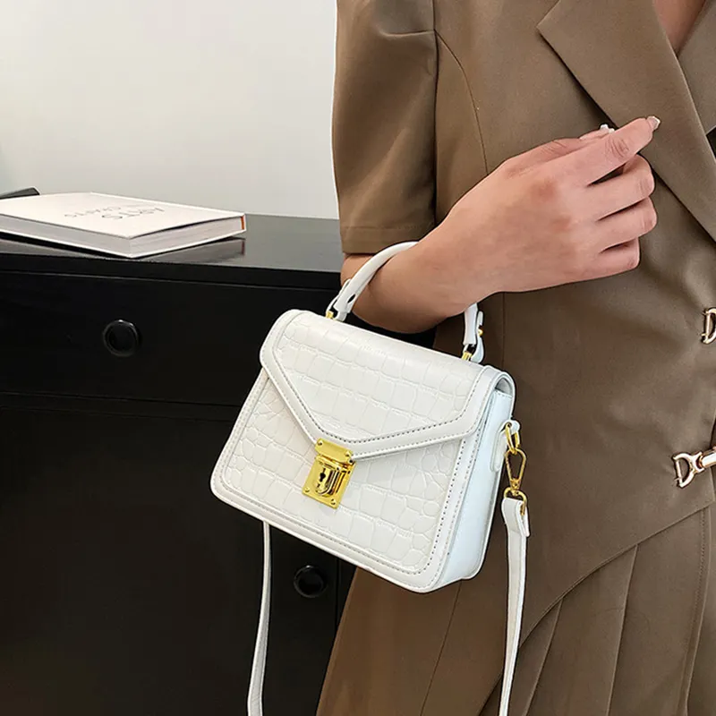 JANE KLAIN PU Small Square Bag, Handbag, Shoulder Bag, Crossbody Bag Trumpets Women's White/Black/Khaki-2