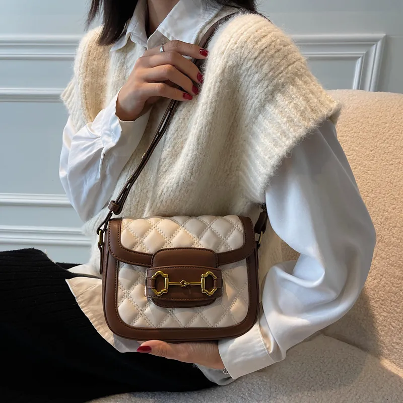 JANE KLAIN Synthetic Leather Shoulder Bag Crossbody Bag Regular Women's White/Brown-10