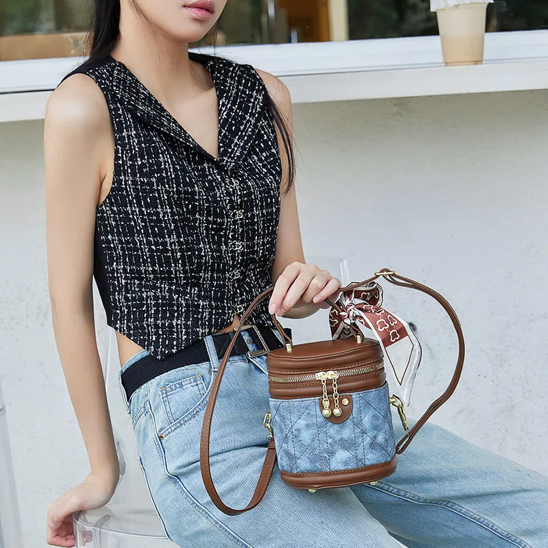 JANE KLAIN PU Bucket Bag, Crossbody Handbag Regular Women's Blue/Black/Brown-5