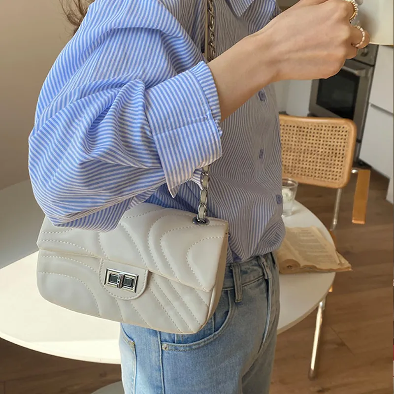 JANE KLAIN PU Crossbody Small Square Bag Regular Women's White/Black/Blue-6