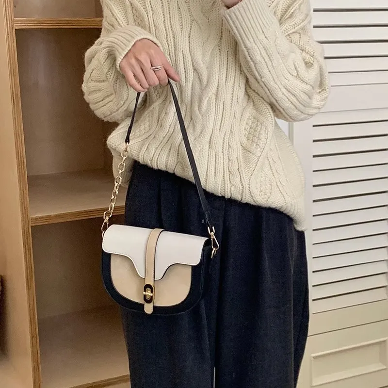 JANE KLAIN Synthetic Leather Saddle Bag Shoulder Bag Crossbody Bag Regular Women's Ink Black-8