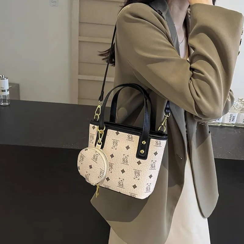 JANE KLAIN Synthetic Leather Handbags Crossbody Bags Regular Women's Brown/Pink/Ecru/White & Black-3