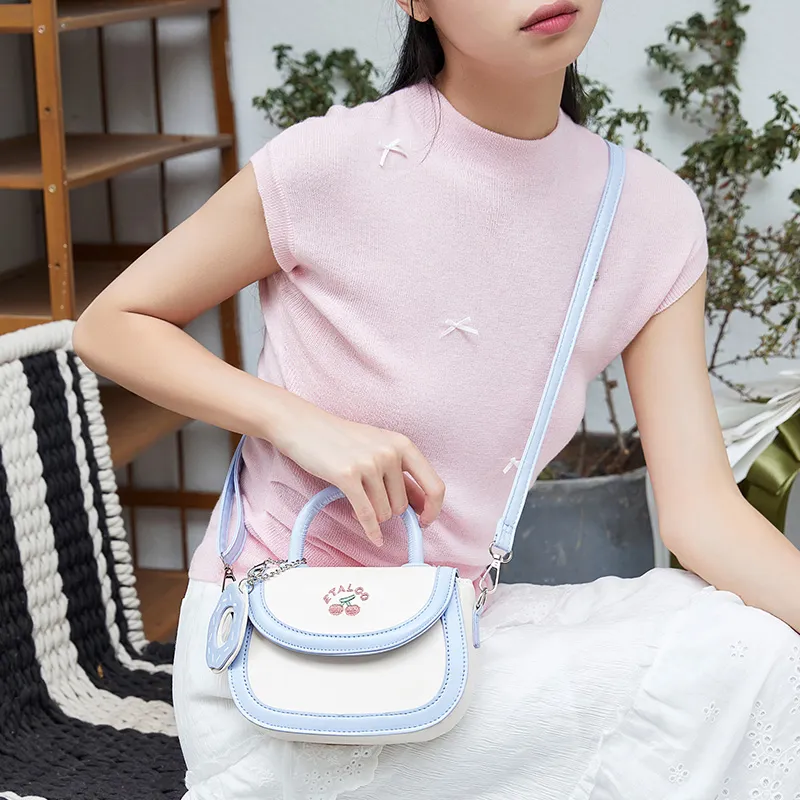 JANE KLAIN PU Saddle Bag Handbag, Crossbody Bag Regular Women's White & Blue/White & Pink-3