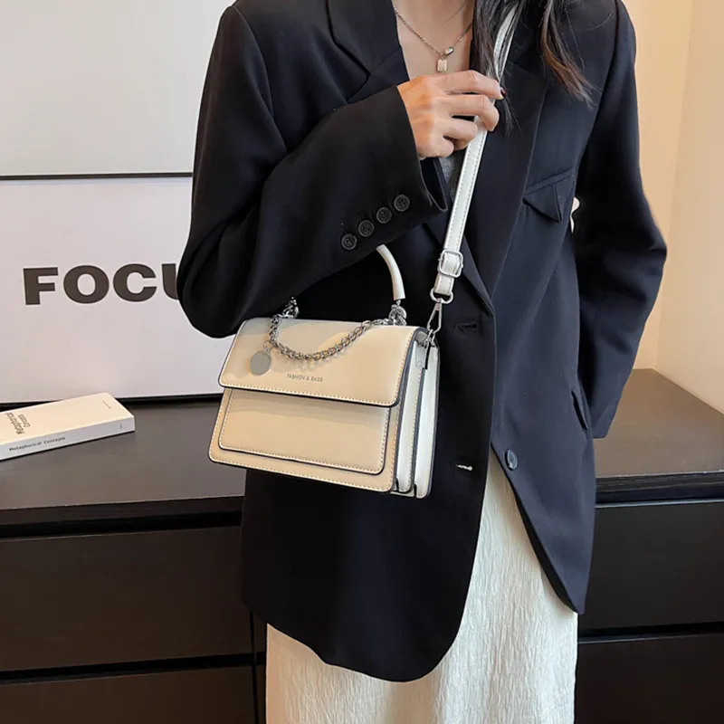 JANE KLAIN PU Small Square Bag Crossbody Handbag Regular Women's White/Black-3