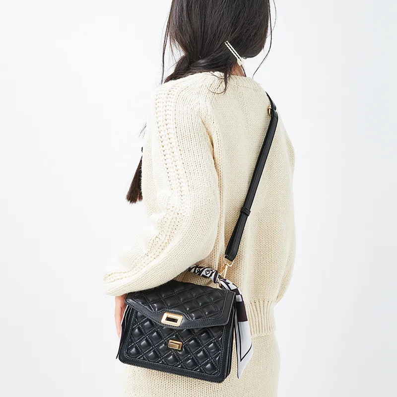 JANE KLAIN Synthetic Leather Small Square Bag, Shoulder Bag, Crossbody Bag, Handbag Regular Women's Black/White-1