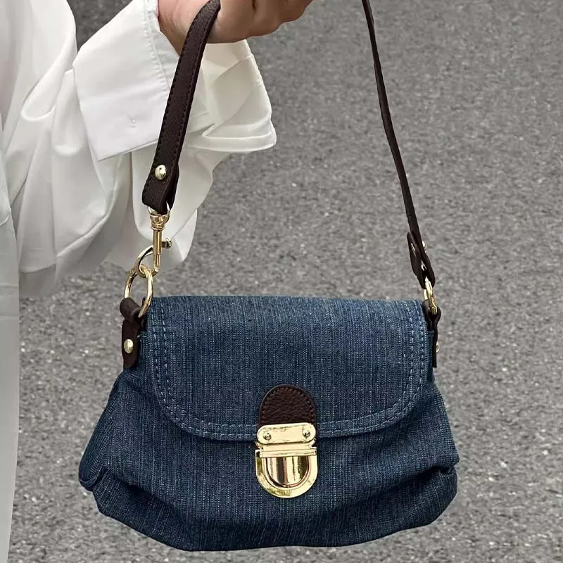 JANE KLAIN Denim Shoulder Bag Women's Navy-2