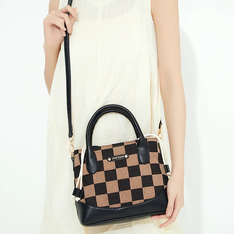 JANE KLAIN Synthetic Leather Patchwork Fabric Crossbody Bag Regular Women's White/Black/Red-12