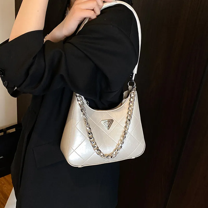 JANE KLAIN Synthetic Leather Underarm Shoulder Bag Women's Black/White/Silver/Pink-8