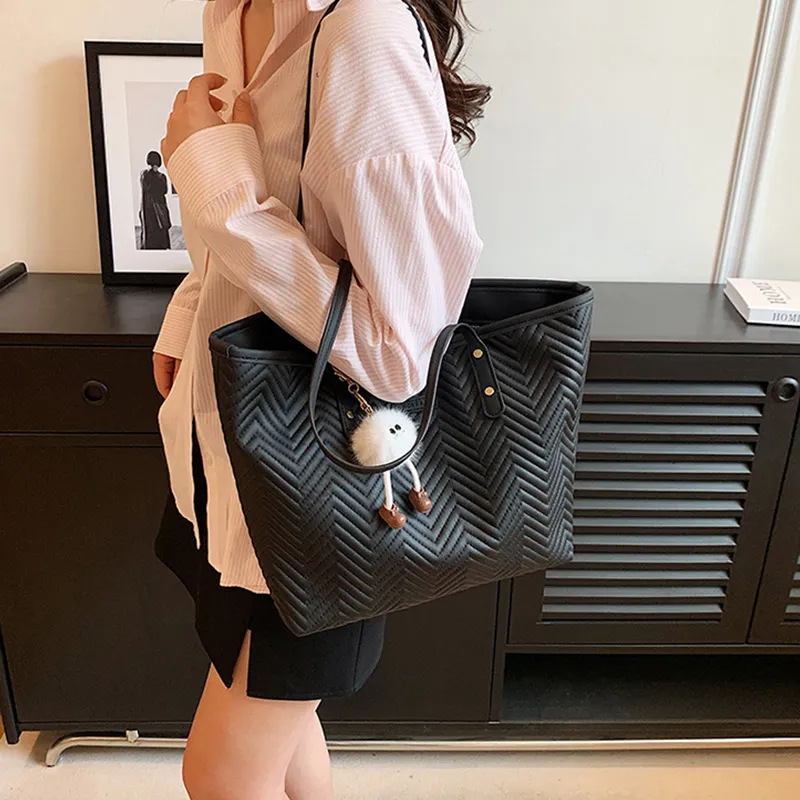 JANE KLAIN Synthetic Leather Tote Bag Shopping Bag Shoulder Bags Large Size Women's Pink/White/Black-7