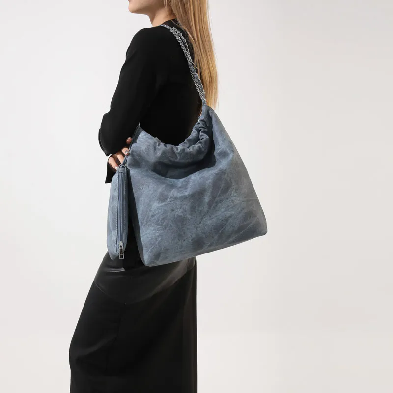 JANE KLAIN Synthetic Leather Chanel Inspired Tote Handbag, Shoulder Bag Women's Black/Blue/Khaki-6