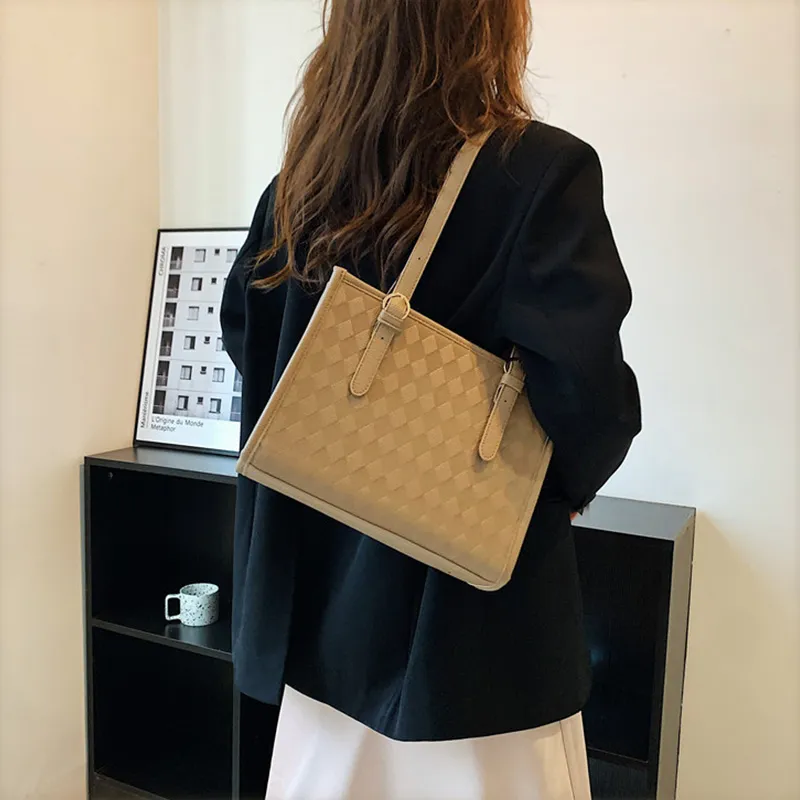 JANE KLAIN PU Tote Bag, Shopping Bag, Handbag, Shoulder Bag Large Size Women's White & Black/White & Coffee/Khaki-6