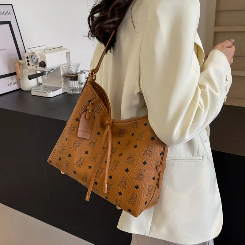 JANE KLAIN Synthetic Leather Shoulder Bag Regular Women's Light Brown/Pink/Black/Ecru-3