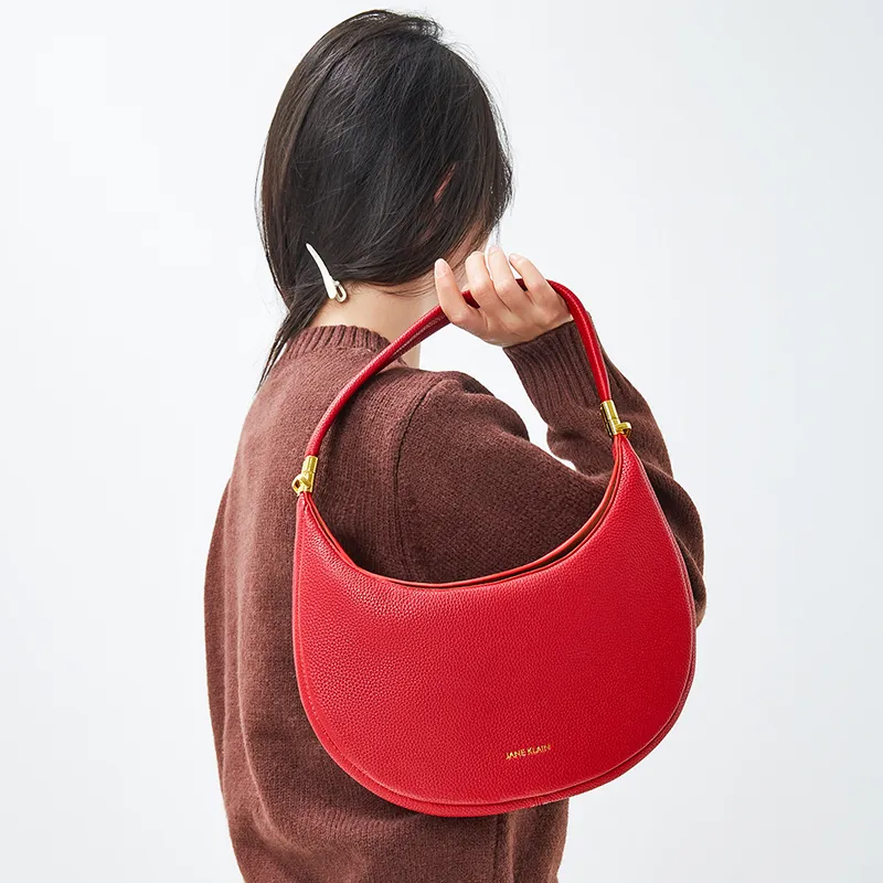 JANE KLAIN Synthetic Leather Crescent Bag, Crossbody Bag, One Shoulder Handbag Women's Red-1