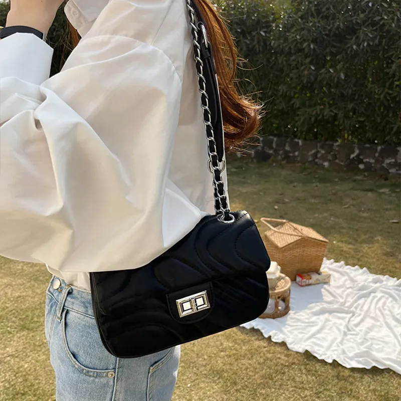 JANE KLAIN PU Crossbody Small Square Bag Regular Women's White/Black/Blue-19