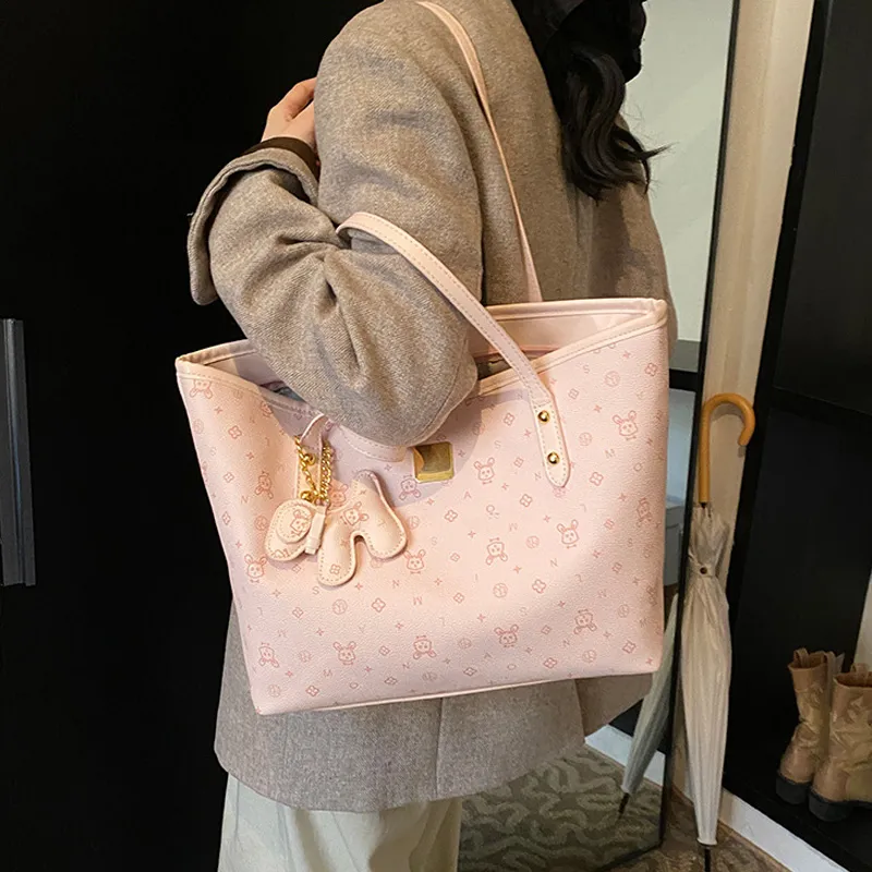 JANE KLAIN Synthetic Leather, Textile Mosaic Tote Bag, Shopping Bag, Shoulder Bag Regular Women's Ecru/Pink/Blue-9