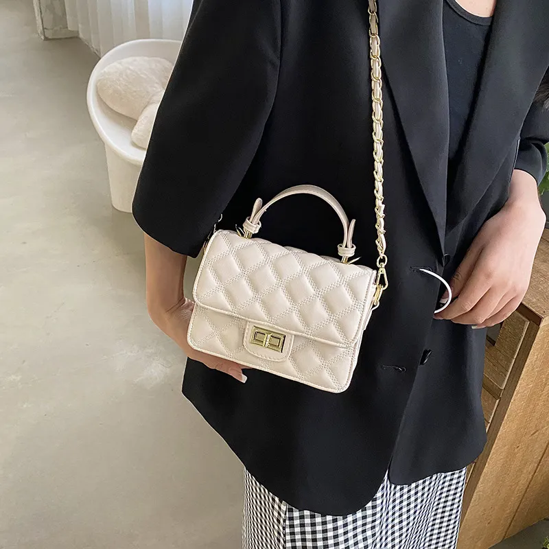 JANE KLAIN Synthetic Leather Small Square Bag, One Shoulder Handbag Women's White/Black/Silver-6