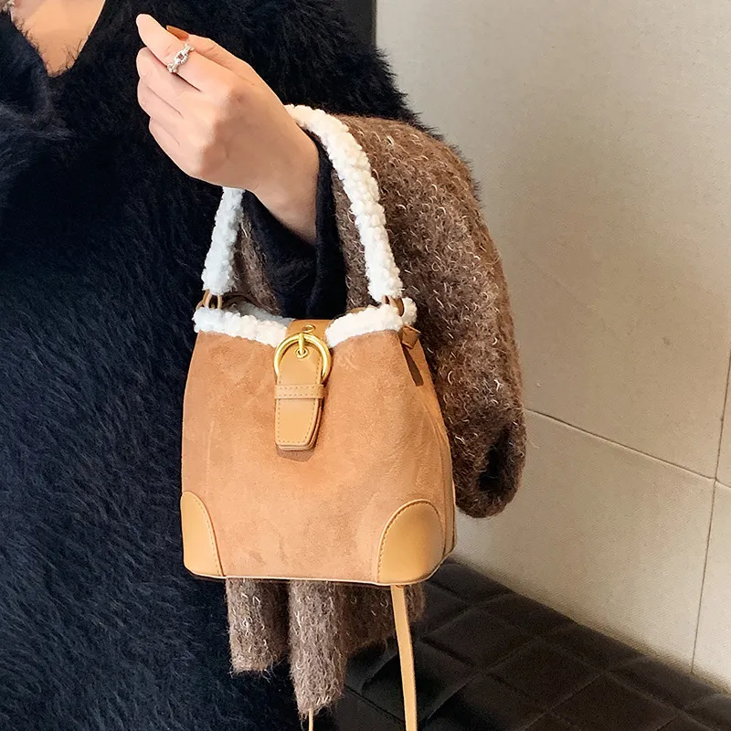 JANE KLAIN PU Laminated Textile Portable Crossbody Bucket Bag Regular Women's Brown-5