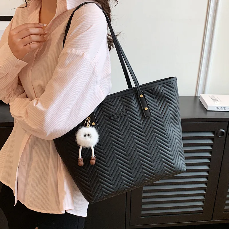 JANE KLAIN Synthetic Leather Tote Bag Shopping Bag Shoulder Bags Large Size Women's Pink/White/Black-9