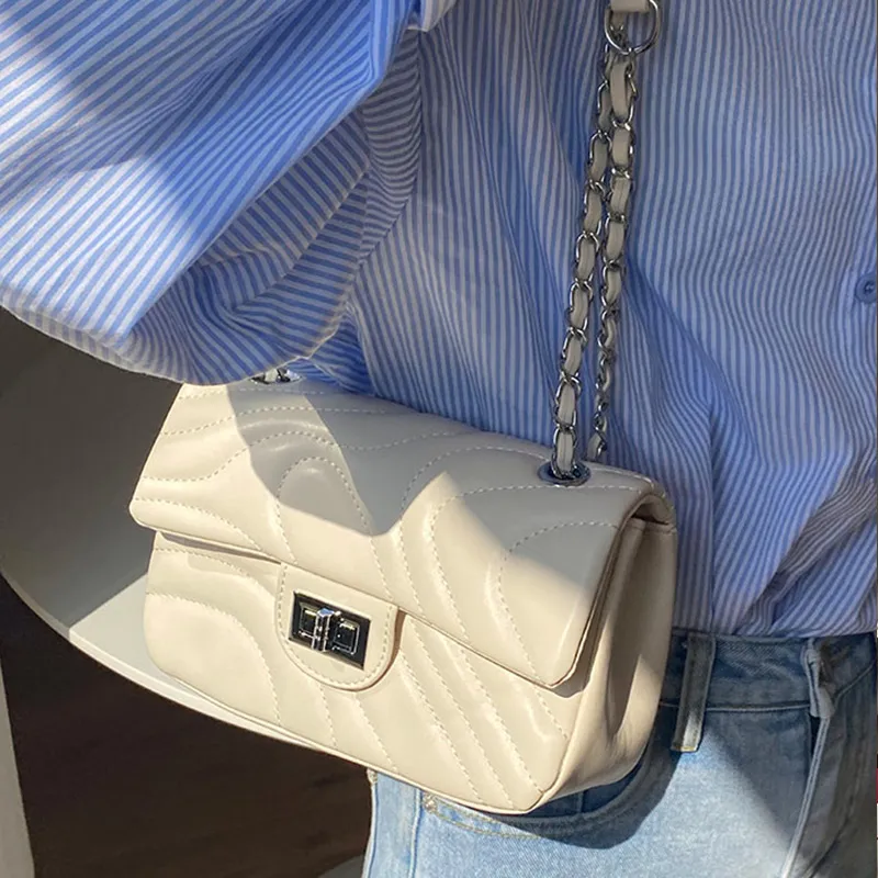 JANE KLAIN PU Crossbody Small Square Bag Regular Women's White/Black/Blue-9