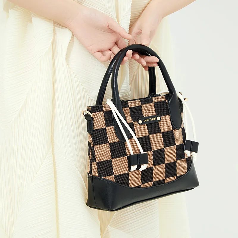 JANE KLAIN Synthetic Leather Patchwork Fabric Crossbody Bag Regular Women's White/Black/Red-11