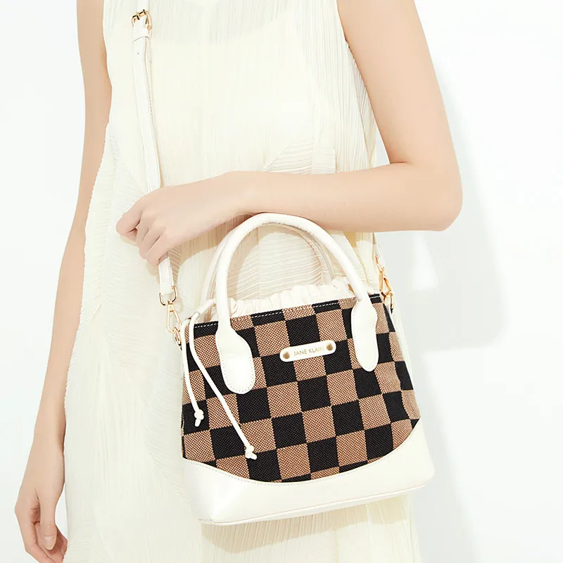 JANE KLAIN Synthetic Leather Patchwork Fabric Crossbody Bag Regular Women's White/Black/Red-3