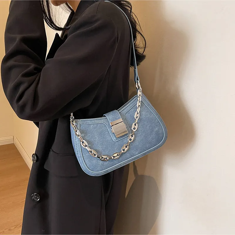 JANE KLAIN Synthetic Leather Shoulder Bag Regular Women's Black/White/Blue-4