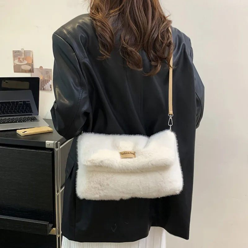 JANE KLAIN Fabric With Synthetic Leather Shoulder Bag Crossbody Bag Women's White/Black/Khaki/Coffee-3