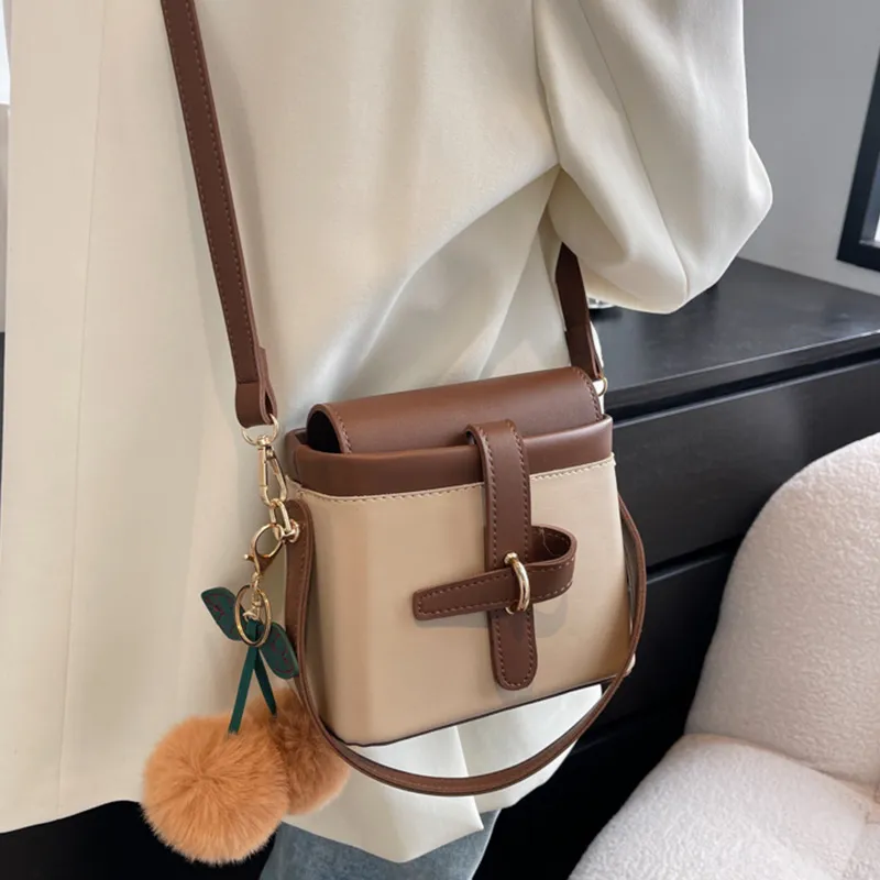 JANE KLAIN PU Bucket Bag, Shoulder Bag, Crossbody Bag, Handbag Regular Women's Black/Khaki-10