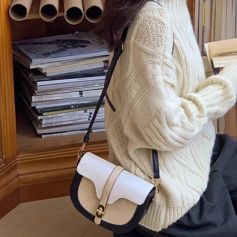 JANE KLAIN Synthetic Leather Saddle Bag Shoulder Bag Crossbody Bag Regular Women's Ink Black-9