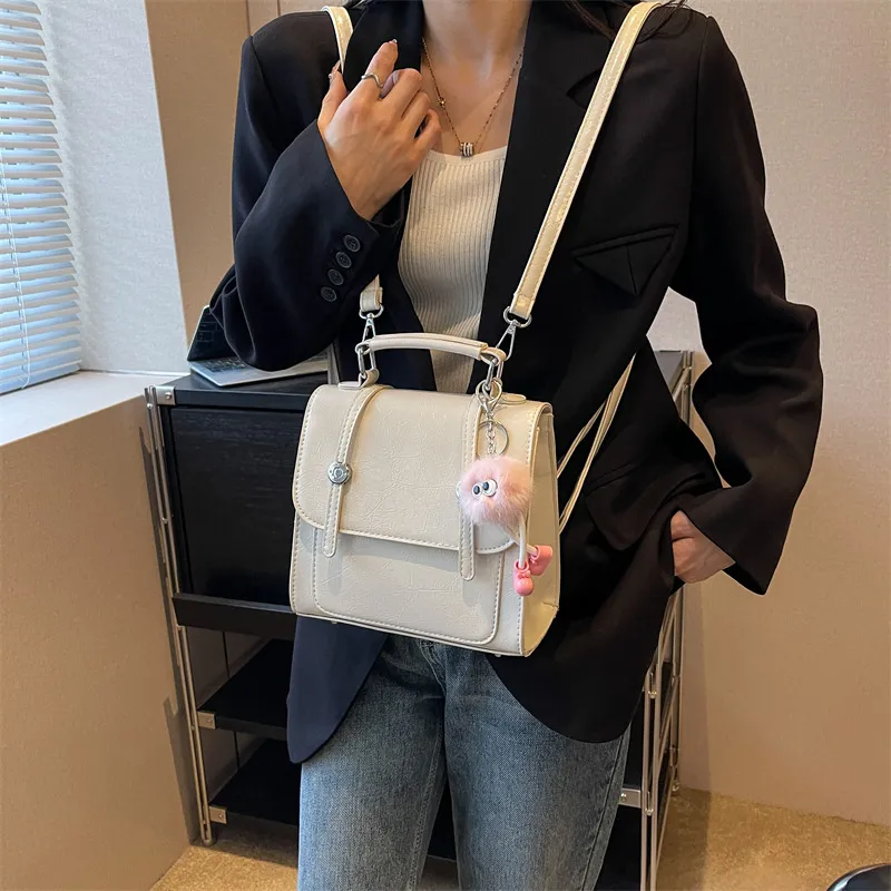 JANE KLAIN Synthetic Leather Backpack Handbag, Shoulder Bag Backpack Regular Women's Silver/Black/Ecru-4