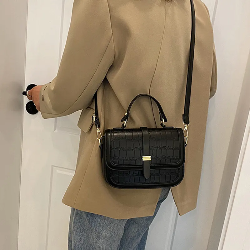 JANE KLAIN PU Small Square Bag, Shoulder Bag, Crossbody Bag, Handbag Small Size Women's White & Brown/Black-11