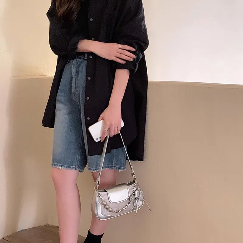 JANE KLAIN Synthetic Leather Shoulder Bag Regular Women's Silver-3