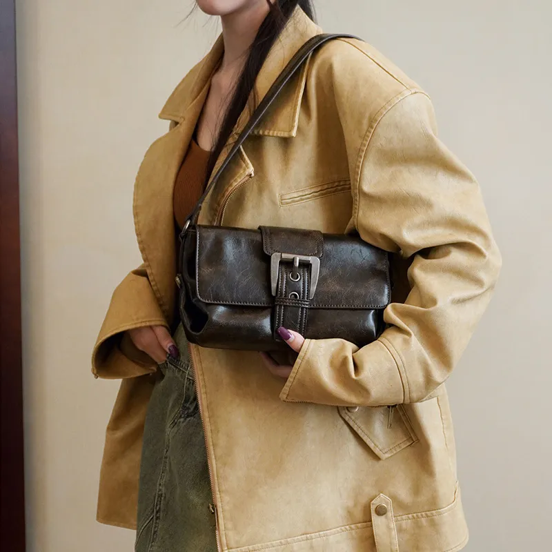 JANE KLAIN Synthetic Leather Shoulder Bag Women's Coffee-4